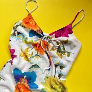 Vintage 90s Floral Sleeveless V-Neck Midi Dress